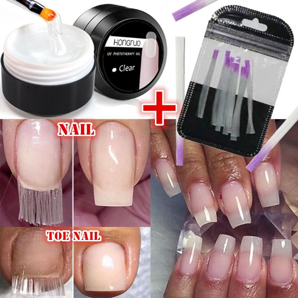 10pcs Fibernails 1pcs Building Gel Fiberglass For Nail Extension Acrylic Nails Tips Set Wish