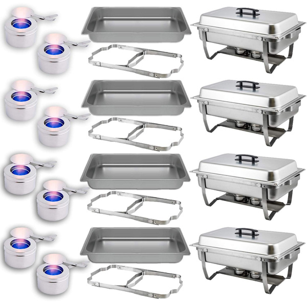 Chafing Dish Buffet Set w/Fuel — Folding Frame + Water Pan + Food Pan ...