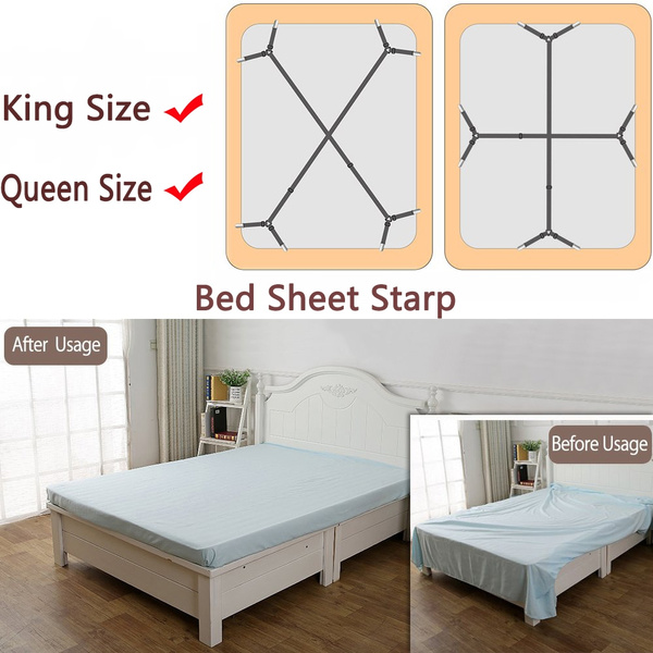 Bed Sheet Holder Straps, Adjustable Elastic Crisscross Sheets