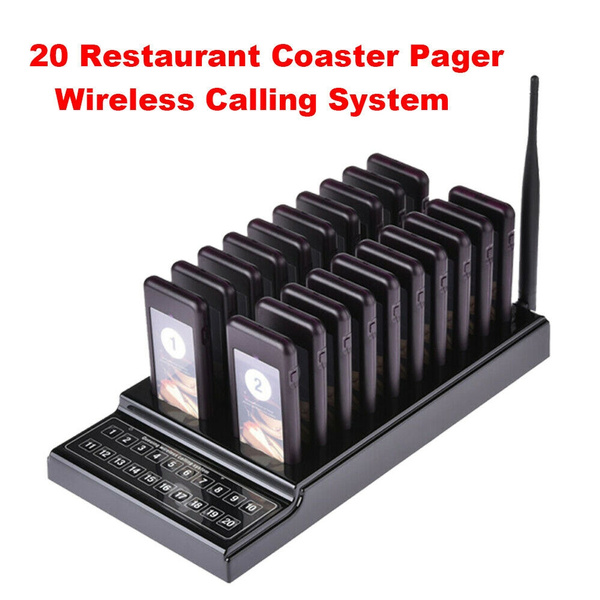 20CH Restaurant Wireless Paging Queuing Call System 20 Call Coaster Pager Guest 