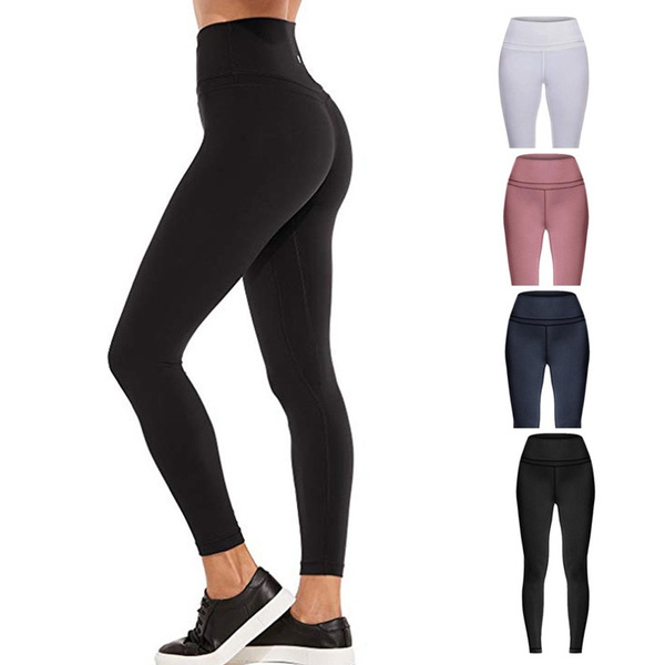 Women's Skinny High Waist And Tight Fitness Yoga Pants Nude Hidden Pocket Yoga  Pants(Size:XS-XL,Color:Black,Navy,Pink,White)