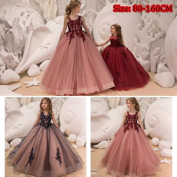 Tulle Applique Flower Girl Princess Pageant Prom Birthday Ball Gown | eBay