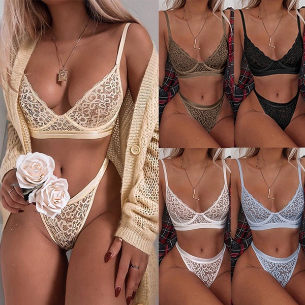 New Women s Fashion Lace Underwear Bikini Two Piece Set Bra Briefs Bras Lingerie