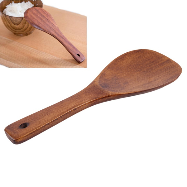Rice Spoon Wood Non-Stick Shovel Pan Rice Spoon Kitchen Cookware Wooden Spatula-C 