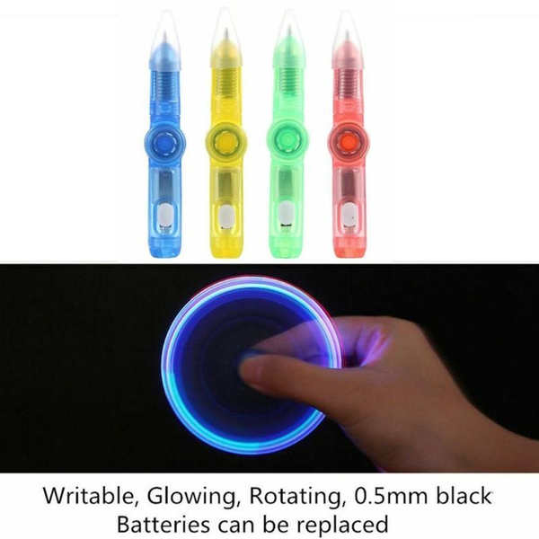 LED Spinning Pen Fidget Spinner Hand Top Glow In Dark Stress EDC Relief J6V6 