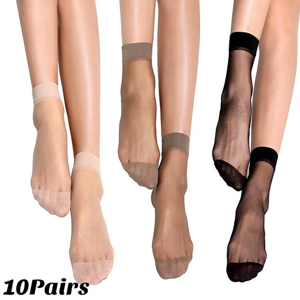 10Pairs Women's Ankle Socks Sexy Ultra-thin Elastic Silky Short