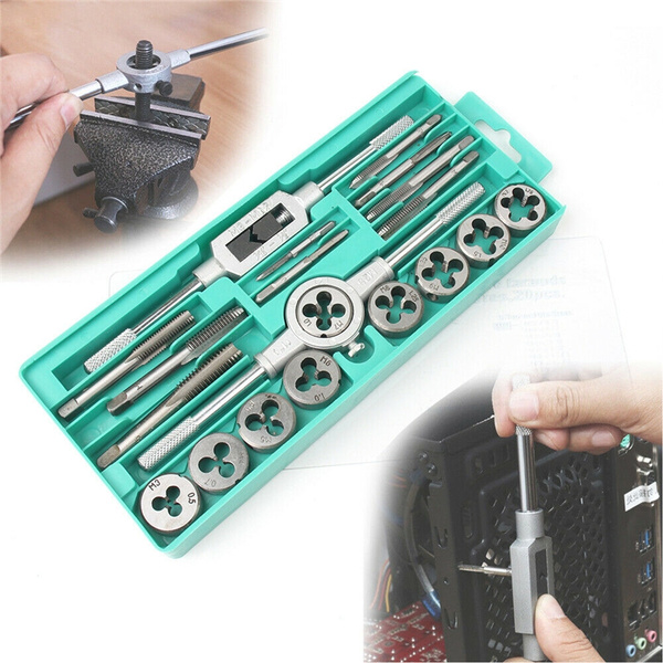 20 Pcs Metric Size Tap And Die Set (m3-m12) Threads Tapping Threading