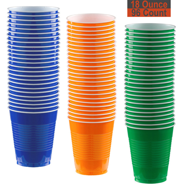 Festive Green Plastic Cups, 18 oz