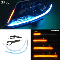 2pcs 30/45/60mm Ultra Thin Double Color Car Soft Tube LED Strip DRL Flowing Turn Signal Lamp Daytime Running Strip