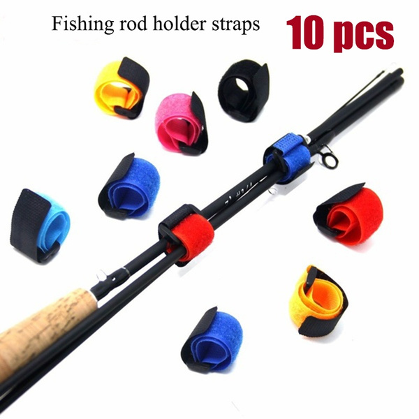 10 Pcs/bag Reusable Fishing Rod Ties Holder Strap Cable Ties Suspenders  Fastener Hook Loop Cable Cord Ties Belt Fishing Tackle Box Accessories(  Random