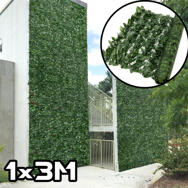 1 3m Artificial Hedge Leaves Plants Fake Ivy Wall Plastic Vertical Garden Uv Proof Privacy Backyards Wedding Decorations Wish - Plastic Ivy Wall Covering
