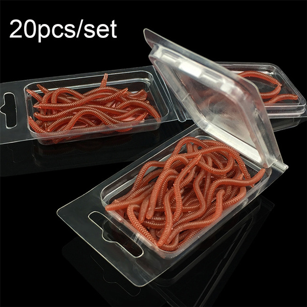20Pcs Soft Bass Bream Trout EarthWorm Fishing Lure bloodworm Worm Red Baits
