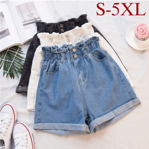 Womens elastic store waist jean shorts