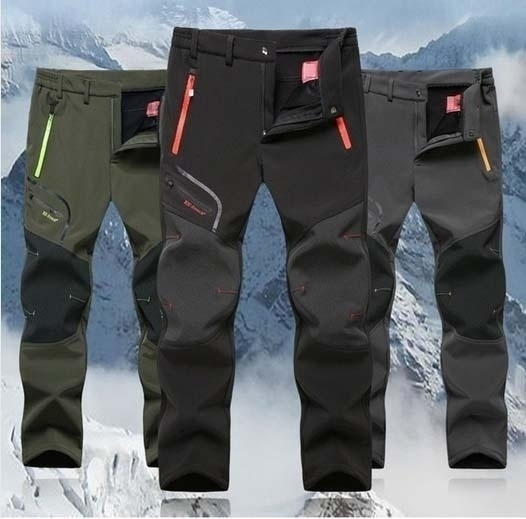 Outdoor Hiking Ski Pants Winter Warm Fleece Padded Waterproof Camping Trousers 