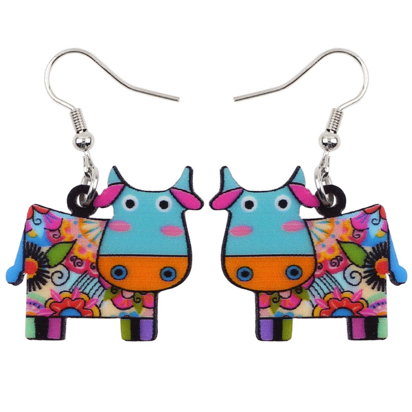 Acrylic Anime Cow Cattle Earrings Drop Dangle Unique Style Fashion Animal  Jewelry For Girls Women Girls Kids Gifts | Wish