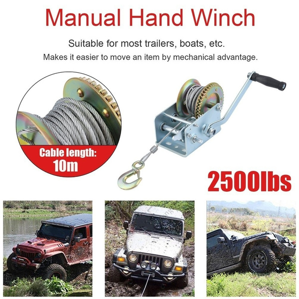 1200LB Hand Manual Winch Boat Marine Trailer with 10m Steel Wire 