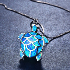 Turtle, cute, bluefireopal, 925 sterling silver