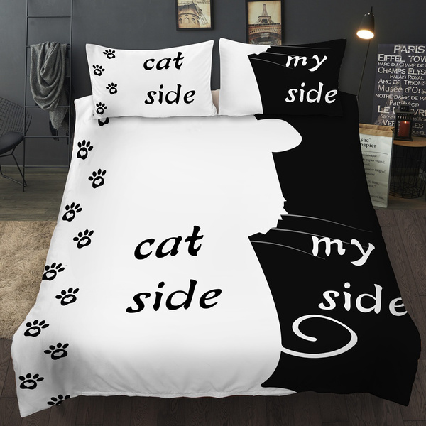 cat side my side duvet cover