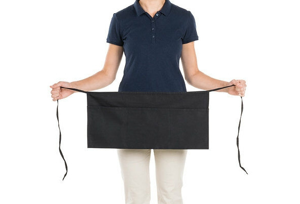5 pack heavy duty cocktail apron black 12x20 3 pockets tips server money pocket 