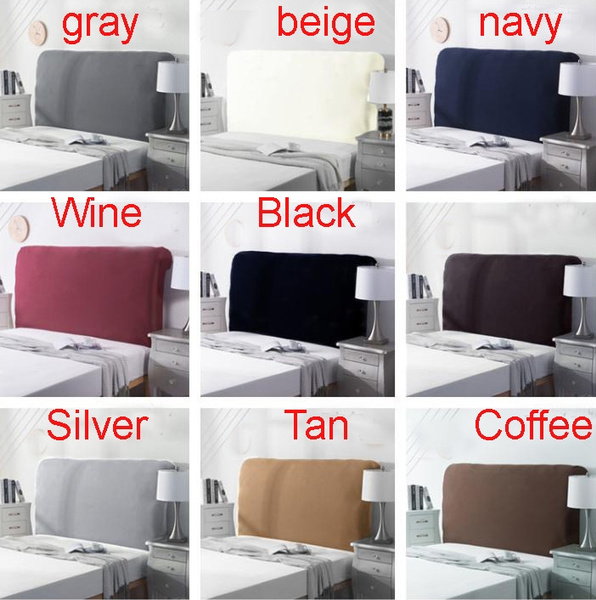 King WOMACO Bed Headboard Slipcover Protector Stretch Solid Color Dustproof Cover for Bedroom Decor Black
