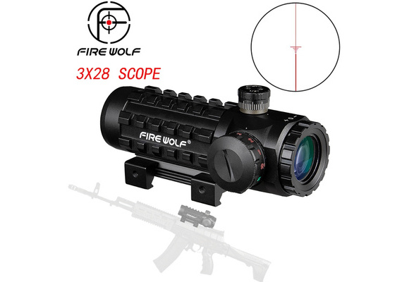 3x28 Red Dot Green Cross Scope Rail 11/20mm Riflescope Optics Fit Tactical Sight