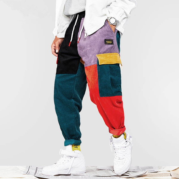 Hip, Hip, Hip Pantalones Vintage Color Patchwork Bloque De Pana De Carga  Pantalones Harem Streetwear Harajuku Jogger Ribete Pantalones De Algodón  2019 | Wish