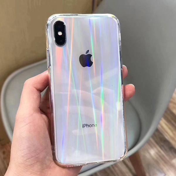 Luxury Rainbow Gradient Laser Transparent Bright Phone Case Clear