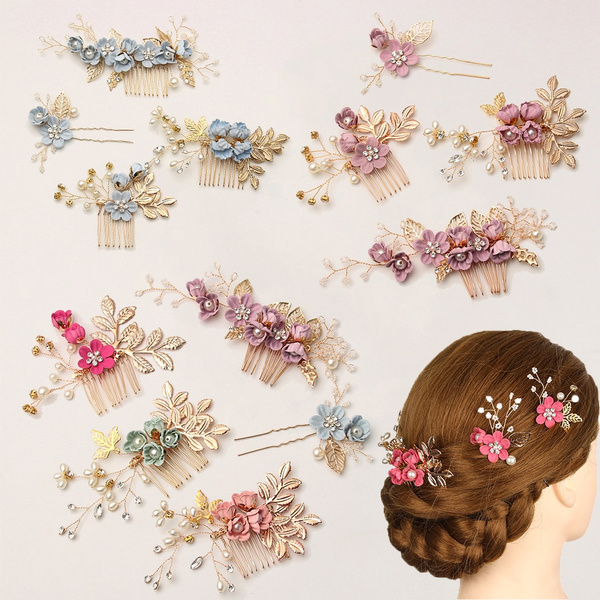 Hair Jewelry Romantic Leaves Tiara Bridal Clips Flower Hair Pin Hair Combs