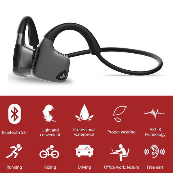 Bone Conduction Headphones Bluetooth 5.0 Wireless Earbuds Outdoor Sport  Headset