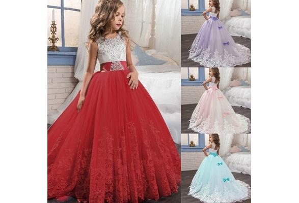 Princess lilac long girls pageant dresses shop kids prom puffy tulle ball gown