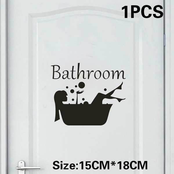 1Pcs Toilet Door Sign Sticker Door Decal Bathroom Door Decoration