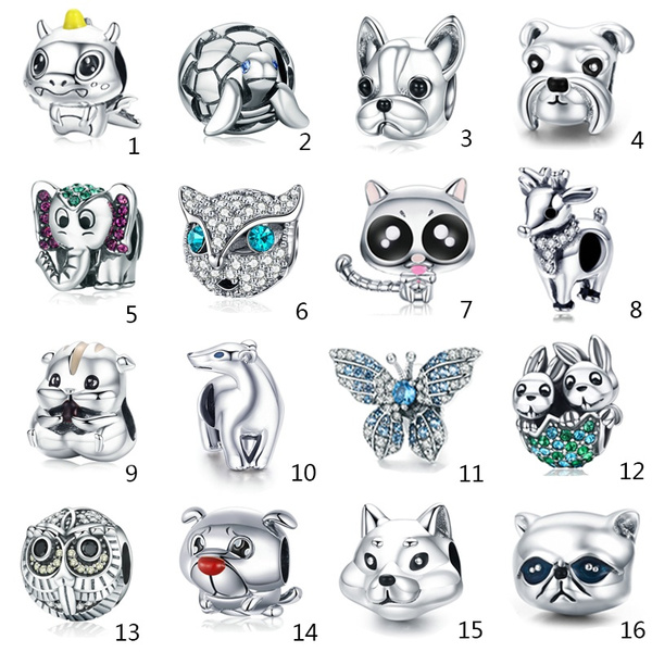 BISAER Authentic 925 Sterling Silver Animal Butterfly Elephant Pussy Dog  Cat Fish Charm Beads Fit Charm Bracelet Silver Charms Fit Silver Beads |  Wish