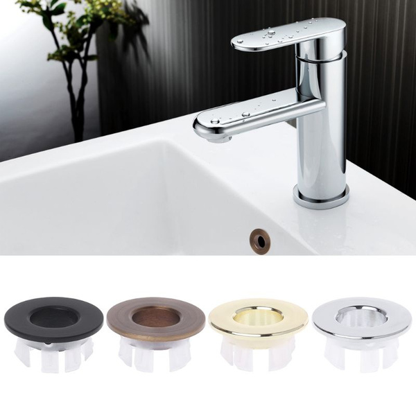 Kitchen Bathroom Basin Sink Overflow Ring Insert Chrome Hole Cover Cap Six-foot 