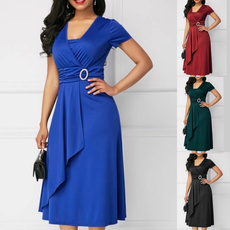 Summer, short sleeve dress, Waist, Elegant