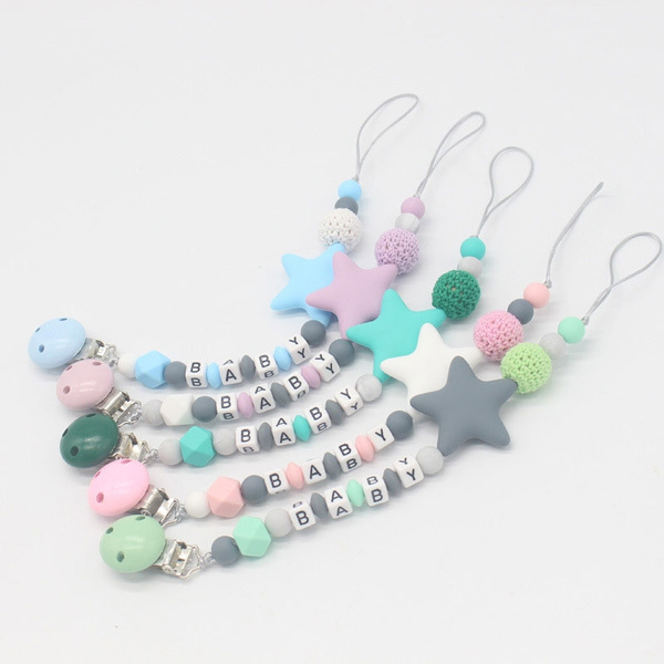Newborn Pacifier Clip Personalised Dummy Clip Silicone Clip Soother Clip 