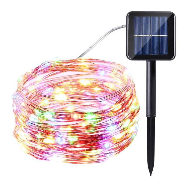 Cadena De Luces Solares 100/200LED impermeable al aire libre Jardín de hadas de alambre de cobre Cadena De Luces Solares 100/200LED impermeable al aire libre Jardín de hadas de alambre de cobre