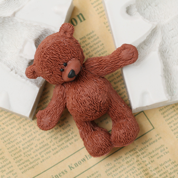 Download New Fondant Bear Doll Silicone Mold Teddy Bear Toy Decoration Mold Birthday Cake Teddy Bear Mold 2 Pcs Set Wish