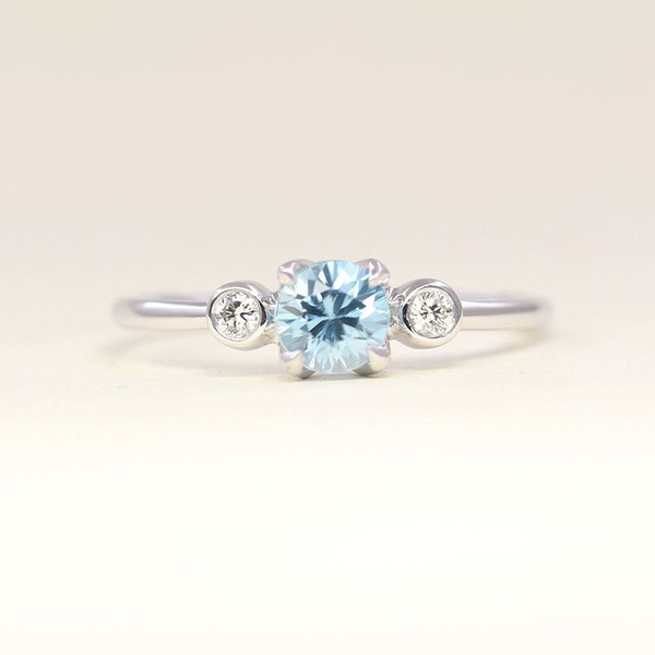 Blue zircon hot sale wedding ring