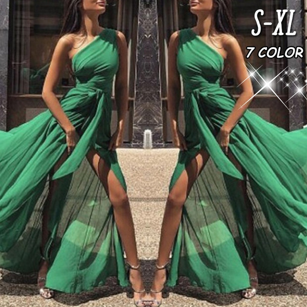 Women s One Shoulder Sleeveless Maxi Dress Long Prom Dresses