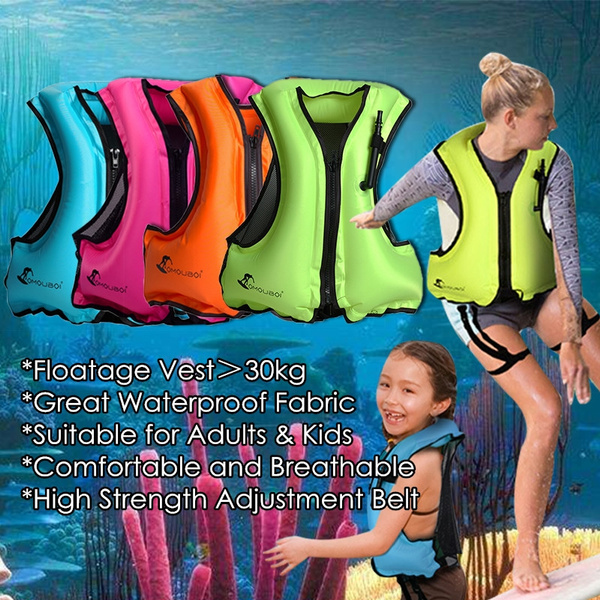 Life Jacket Inflatable Snorkeling Vest Zip Adult Swimming Fishing Jacket80-220lb 