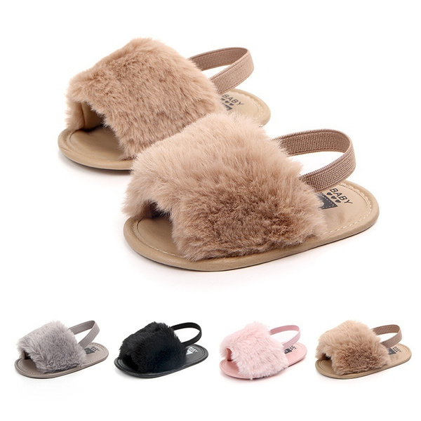 Baby Faux Fur Sandals Infant Girls Soft 