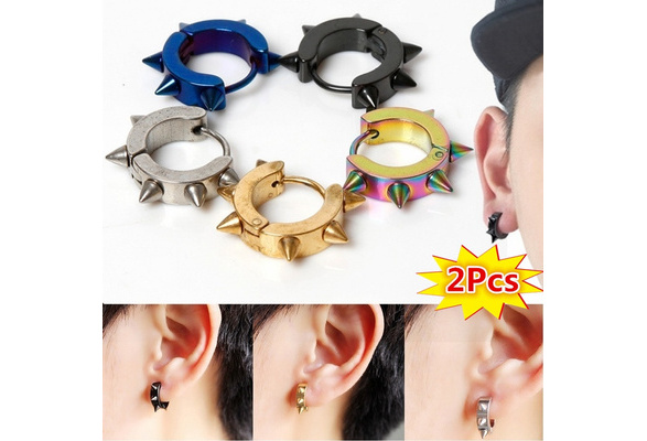Single Earring Spikes Titanium Steel Earrings Cool Earring Dangle Earring Needle Shape Earring Punk Earrings Lovers Earrings.