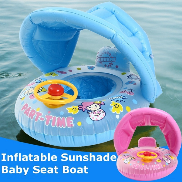 Baby Kids Safety Swimming Ring Inflatable Beach Pool Swim Float Sunshade Seat 