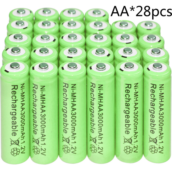 28pcs AA 1.2V 3000mAh NiMH 1.2v Rechargeable Batteries Green battery Garden Light LED flashlight | Wish