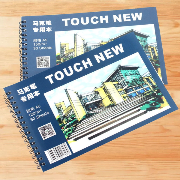 TOUCHNEW A5 Markers Drawing Book 30 Sheets Notebook Paper Marker