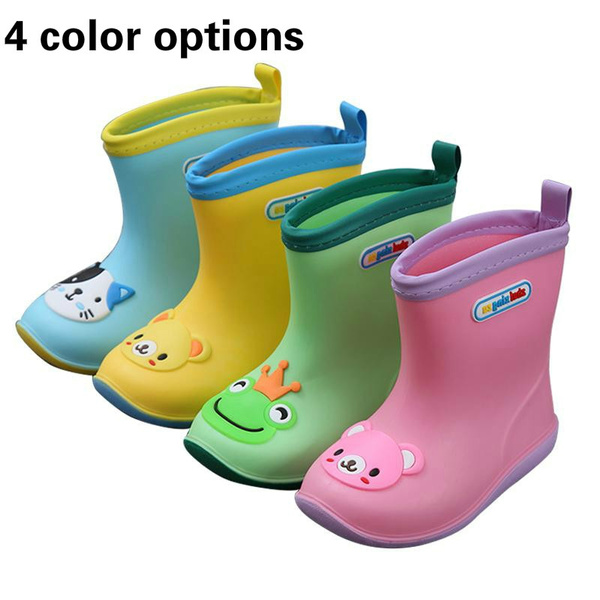 Rain Shoes Waterproof Infant Dot Bowknot Rubber Rain Boots Kids Children Non-Slip Wave Shoes