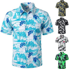 Summer, Plus Size, Shirt, Hawaiian