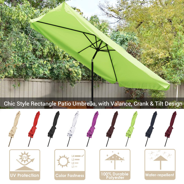 Andyes 10x6 5ft 2x3m Rectangle Aluminum Outdoor Patio Umbrella W Valance Sunshade Crank Tilt Garden Wish