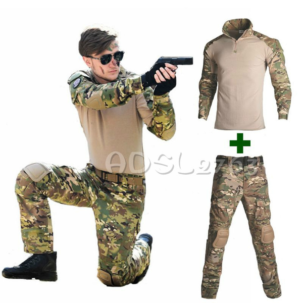 Camouflage Frog Tactical Suits Military Combat Uniform with Knee Pads Elbow Pads 