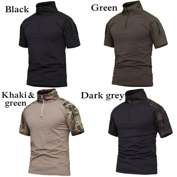 Outdoor Camouflage Camping Tactical T-shirts Men Hiking Hunting Short ...
